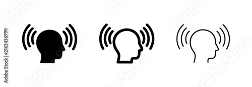 Photography Head profile with signal waves for communication and hearing perception