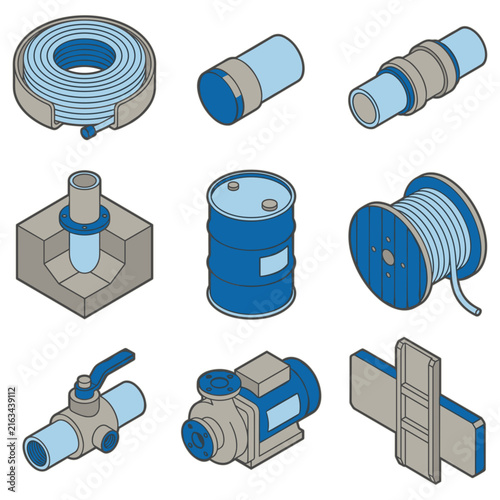 Industrial supply and construction icon set