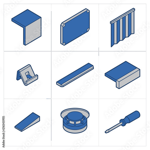 Home accessories and renovation tools icon set