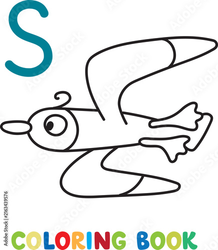 Funny seagull. Animals coloring book for kids