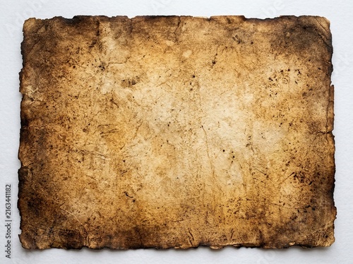 Old vintage paper texture with burnt edges and weathered surface, perfect for historical documents or creative backgrounds