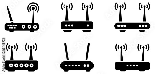 Bild auf Leinwand Set of wireless internet router icons for network design