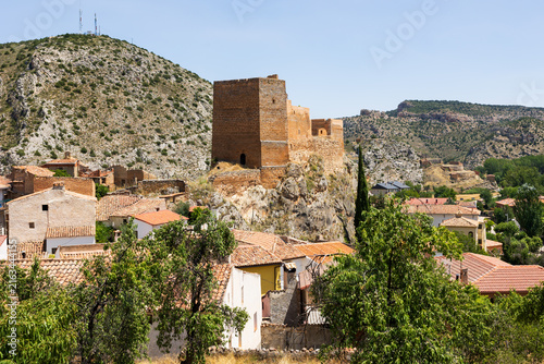 Fotografie Traditional architecture and stone houses in Villel de Mesa town, Guadalajara re