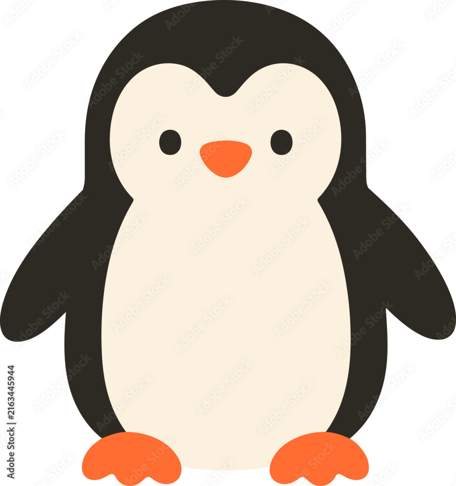 Fototapeta premium Cute penguin winter animal Christmas icon illustration, isolated for seasonal holiday designs.