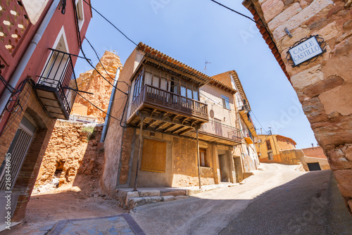 Authentic stone architecture along the Calle Castillo street in the ancient town of Zaragoza