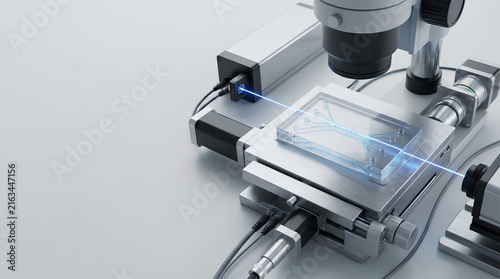 Precision laser inspection system with microscope and transparent sample stage