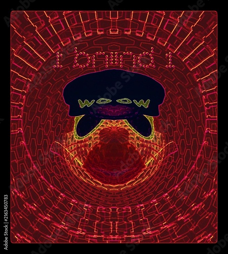 vector illustration of a mask , y2k cyberpunk animation 