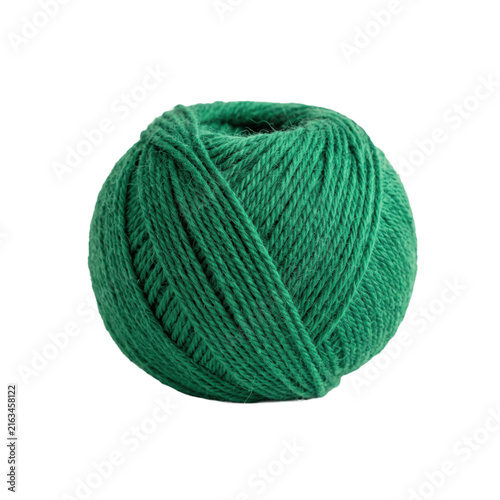 Obraz na płótnie A single ball of emerald green yarn isolated on a transparent background