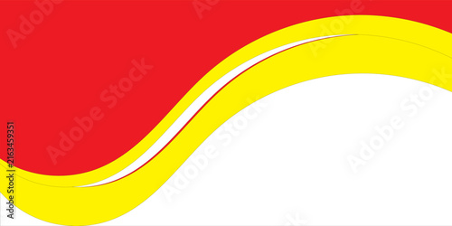 Abstract White Background with Layered Red and Yellow Curved Waves Vibrant Modern Design