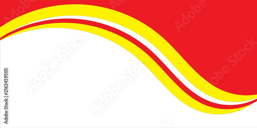 Abstract White Background with Layered Red and Yellow Curved Waves Vibrant Modern Design