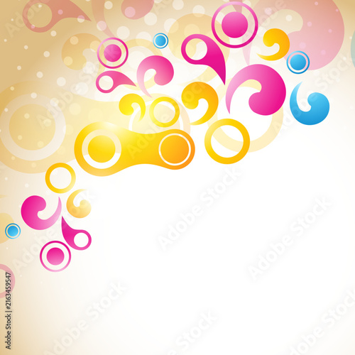 Abstract colorful decorative swirls and bubbles on soft pastel gradient background
