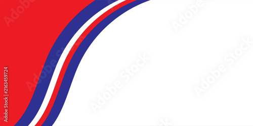 Abstract White Background with Layered Red and Royal Blue Curved Waves Modern Patriotic Design