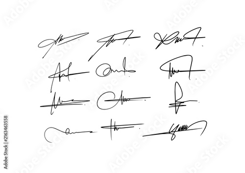 Fotografie Handwritten Signature Collection, 12 Custom Calligraphy Autograph Vector Designs