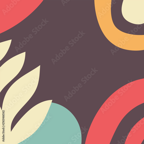 Abstract background featuring organic shapes and botanical leaf elements in a modern flat vector design style