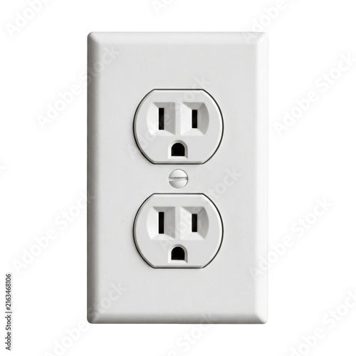 Bild auf Leinwand Standard white electrical outlet with two sockets isolated on transparent backgr