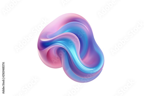 Colorful glossy abstract liquid form with flowing curves