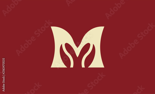 Premium Logo Coffee Letter M. Coffee Bean, Cup, Cafe, drink and beverage. Unique creative premium symbol. Sign icon logo template.