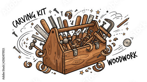 Wooden Carving Kit with Tools for Woodwork Craft.
