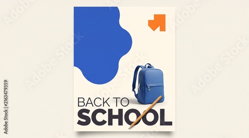 back to school campaign poster with backpack and pencil