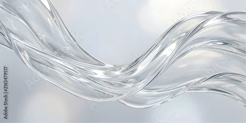 Elegant White and Translucent Glass Waves 3D Render Premium Backgrounds