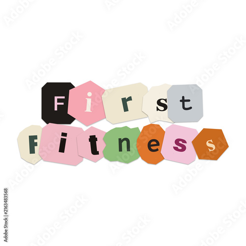 Colorful hexagonal letters spelling fitness