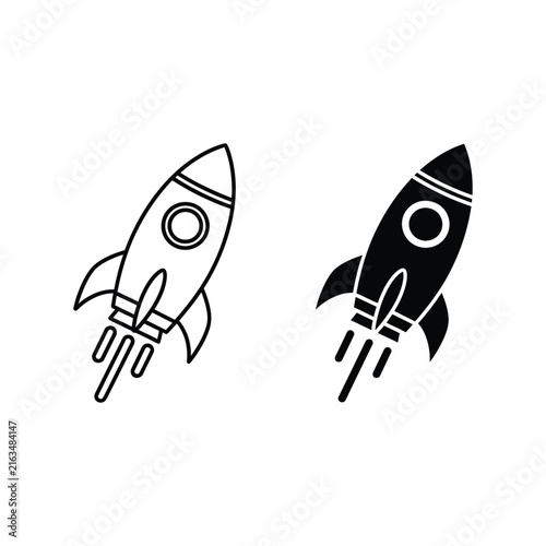 Minimalist rocket ship vector illustration icons for modern web design
