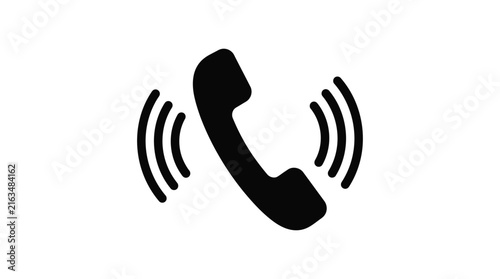 Minimalist black ringing telephone vector icon for modern communication design
