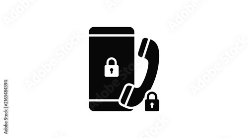 Smartphone and handset icon showing secure mobile call communication design