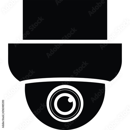 Modern black surveillance camera dome vector illustration for security monitoring systems