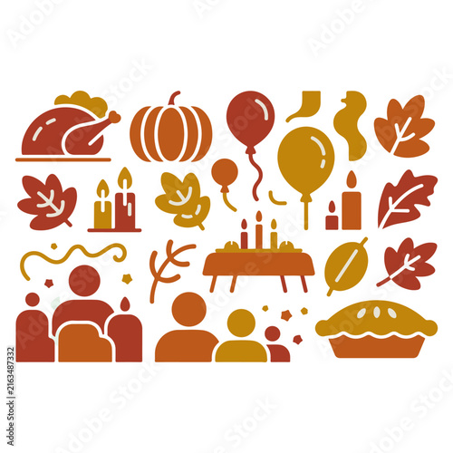 Thanksgiving Celebration and Autumn Harvest Decorative Vector Collection
