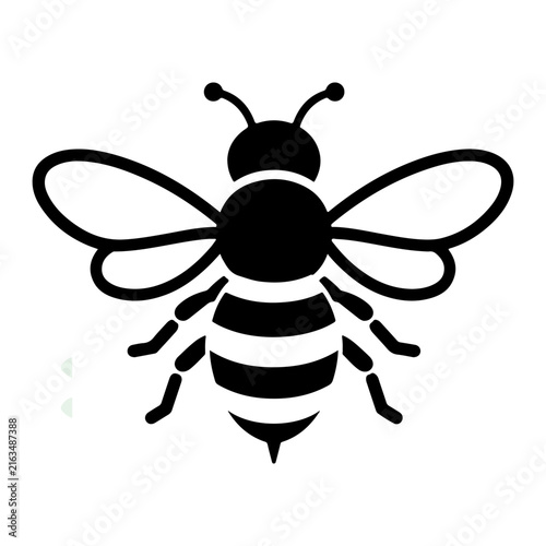 Honey Bee Insect Outline Illustration Isolated on White Background
