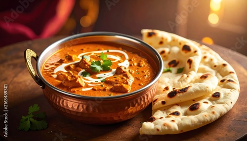 Delicious Indian Butter Chicken with Naan.