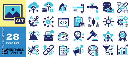 Search engine optimization and web development vector set.