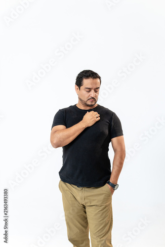 Konstfotografi Latino businessman reflecting and showing deep thought