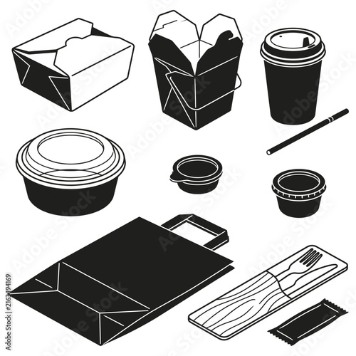Plakat Set of black electronic repair tools and components on white background for tech maintenance