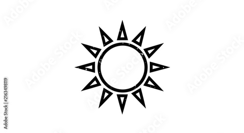 Simple black outline sun icon. Minimalist vector graphic symbol for weather, summer, light, warmth, and energy design elements.