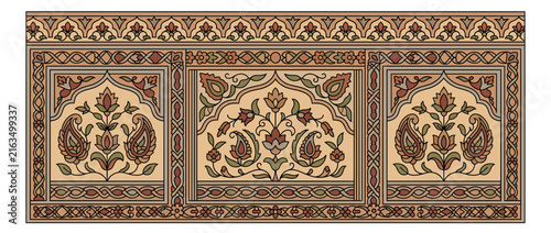 Intricate Floral Motif Border Design Isolated
