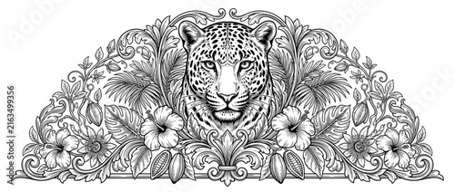 Leopard Head with Floral Ornament
