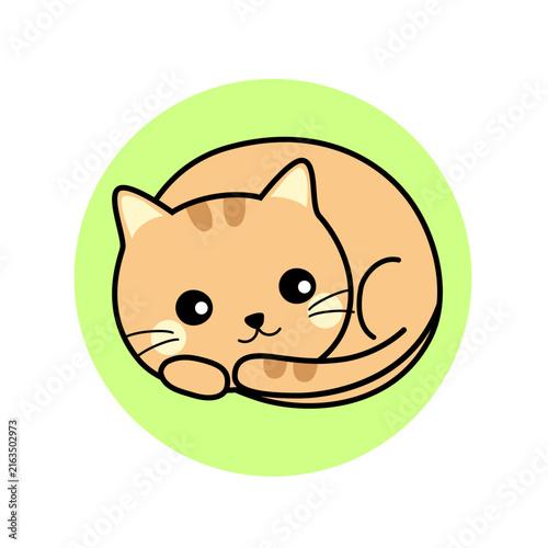 丸くなるかわいい猫のイラスト