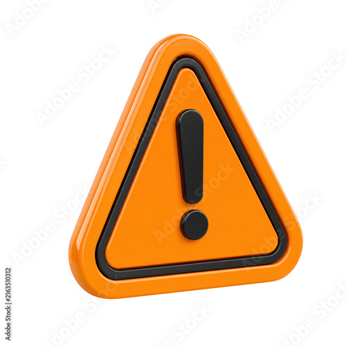 Orange warning sign exclamation mark triangle symbol as PNG asset isolated on transparent background