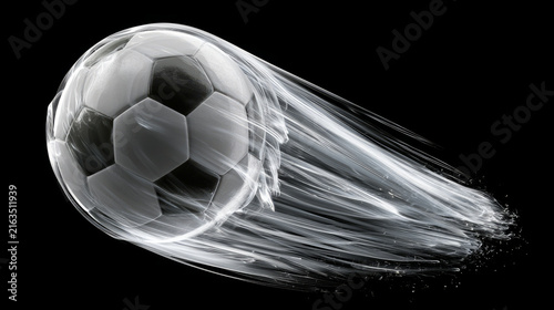 A soccer ball in dynamic motion captured with a blurred background for an energetic and vibrant feel