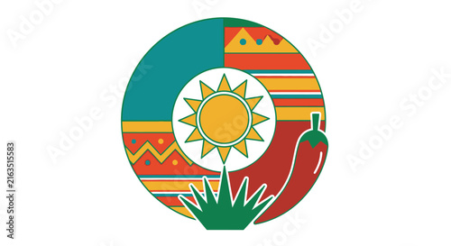 Colorful Sun Logo Design Element.