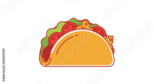 Colorful taco with fresh toppings inside.