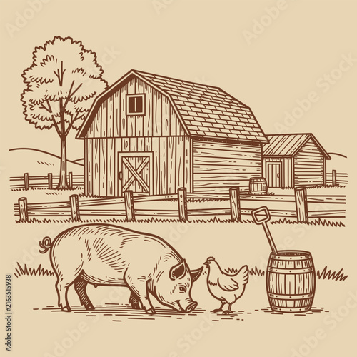 country,farm,house,vector