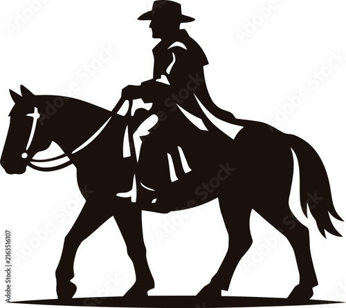 Cowboy, Horse, Silhouette, Art