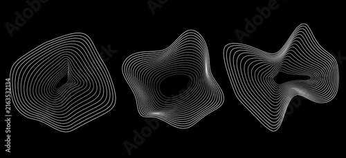 Принти на полотні Set of abstract liquid, irregular, blob lines, dynamic forms,  shapes on white b