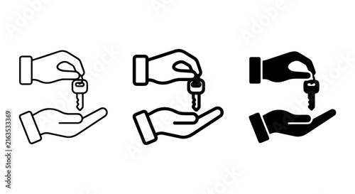 Hand Giving Key Icon Set, Real Estate Transaction, Ownership Transfer, Property Deal