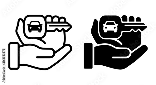 Car Key Hand Icon, Vehicle Ownership Symbol, Automotive Transaction, Transportation Service, Buy Sell Trade