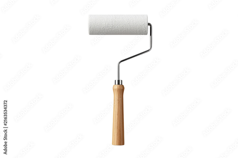 Obraz premium White paint roller with wooden handle