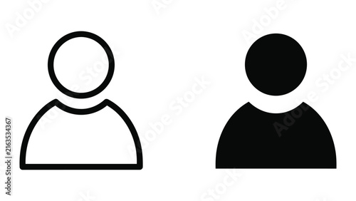 User avatar silhouette icons with thin line and solid fill style for clean modern web design interface
